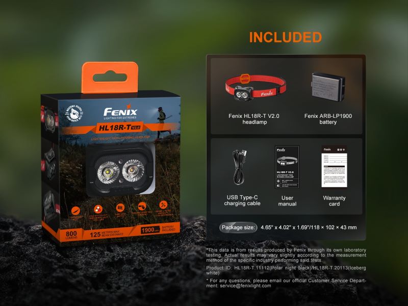 Акумулаторна челна лампа Fenix HL18R-T V2.0 LED с 800 лумена и USB-C зареждане - Image 24