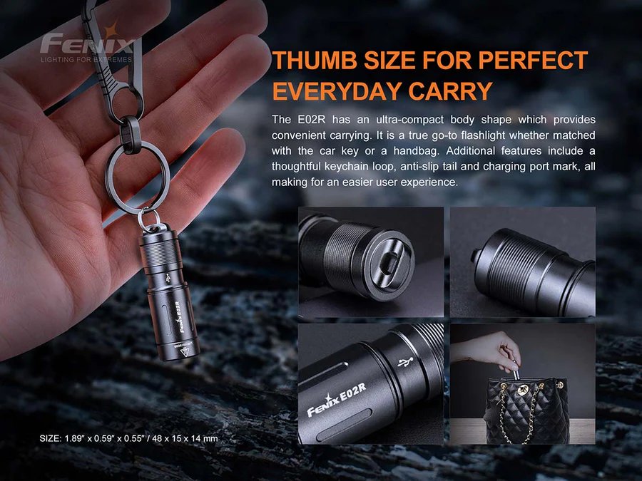 Акумулаторно мини фенерче Fenix E02R LED 200 лумена с USB зареждане - Image 6