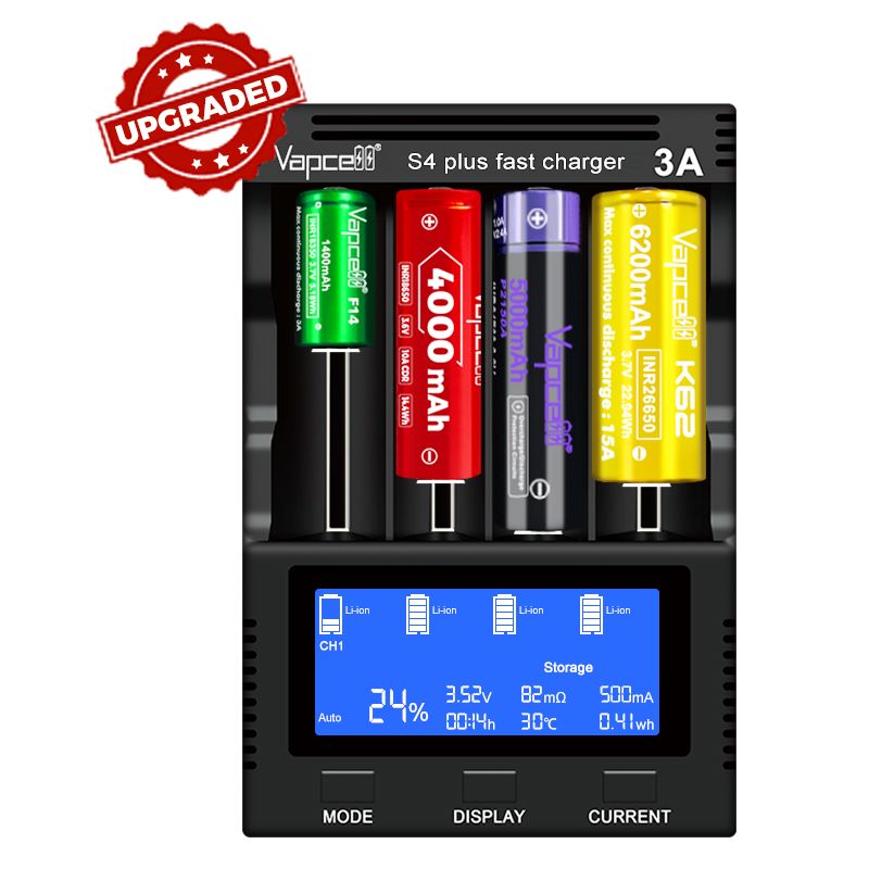Интелигентно зарядно устройство Vapcell S4 Plus V3.0 за Li-ion, Ni-Mh и Ni-Cd батерии