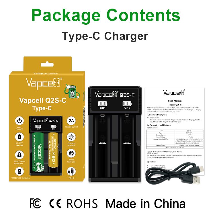 Универсално зарядно устройство за батерии Vapcell Q2S-C с два слота - Image 7